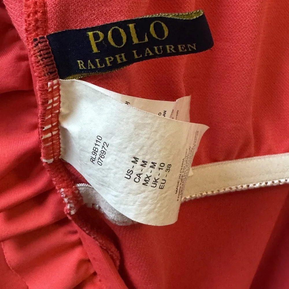 Polo Ralph Lauren Ruffle Back One-Piece Swimsuit Guava Sz‎ M